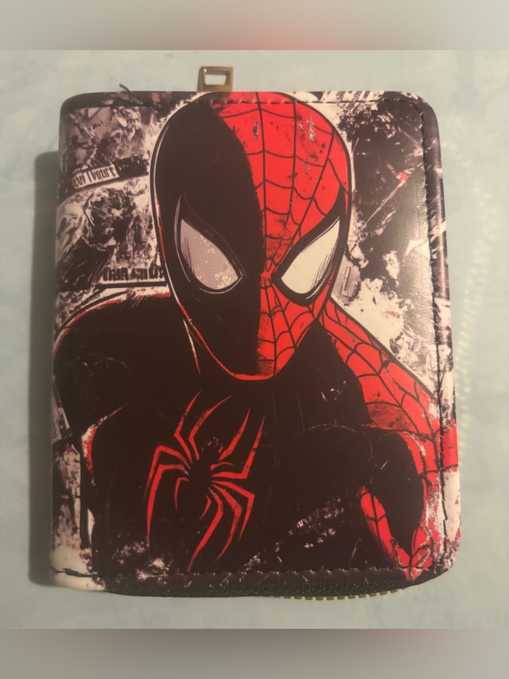 Short  wallet Red and Black Spider-Man Themed wristlet